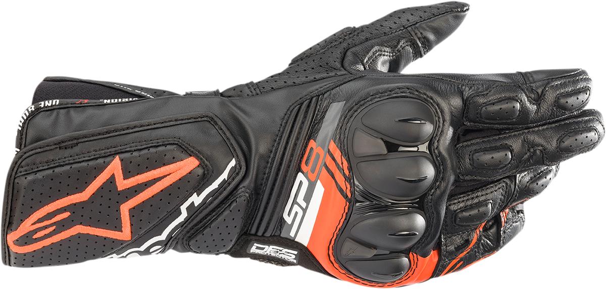 Alpinestars SP-8 V3 Gloves Large Black/White/Fluorescent Red