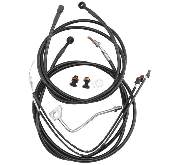 Burly Cable Brake Line Kit Black 15in Bagger Bars Harley FLHT 2000