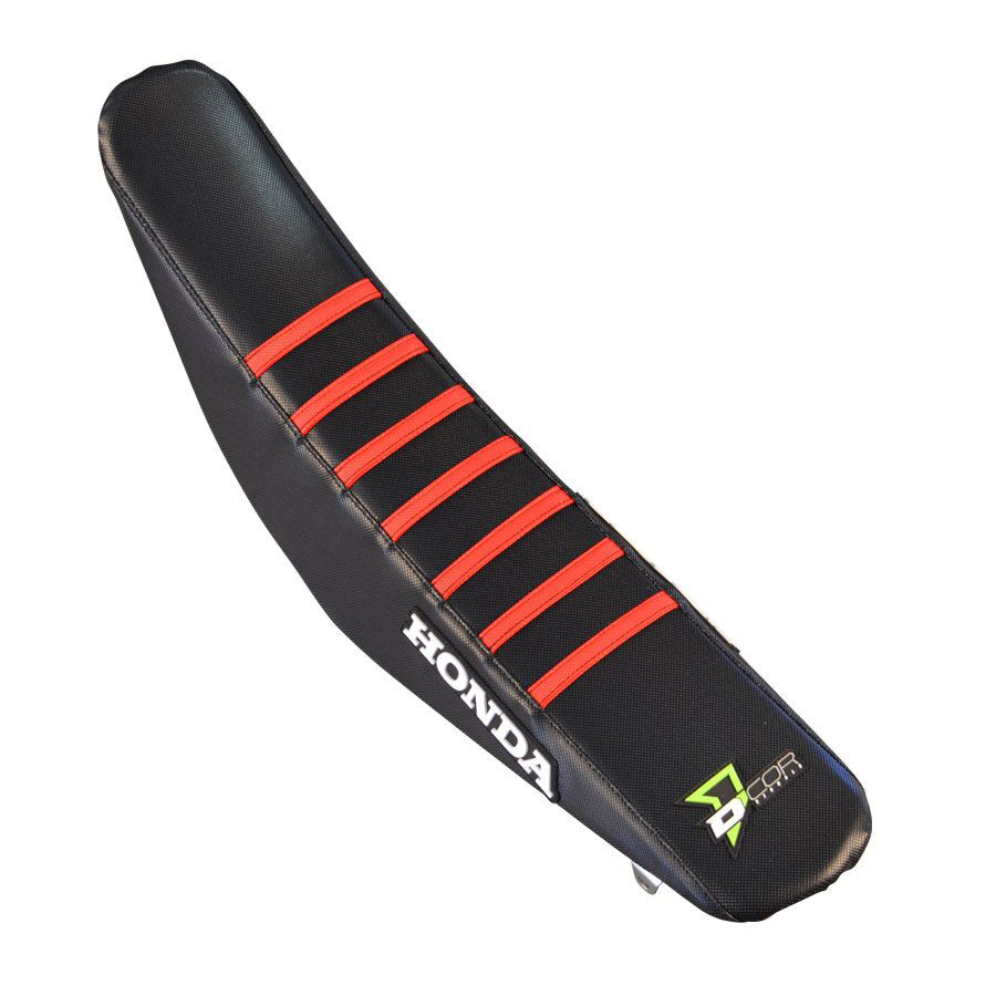 DCOR Factory Reinforced Seat Cover For CRF450R (17-20) & CRF250R (18-21) – Red With White Ribs