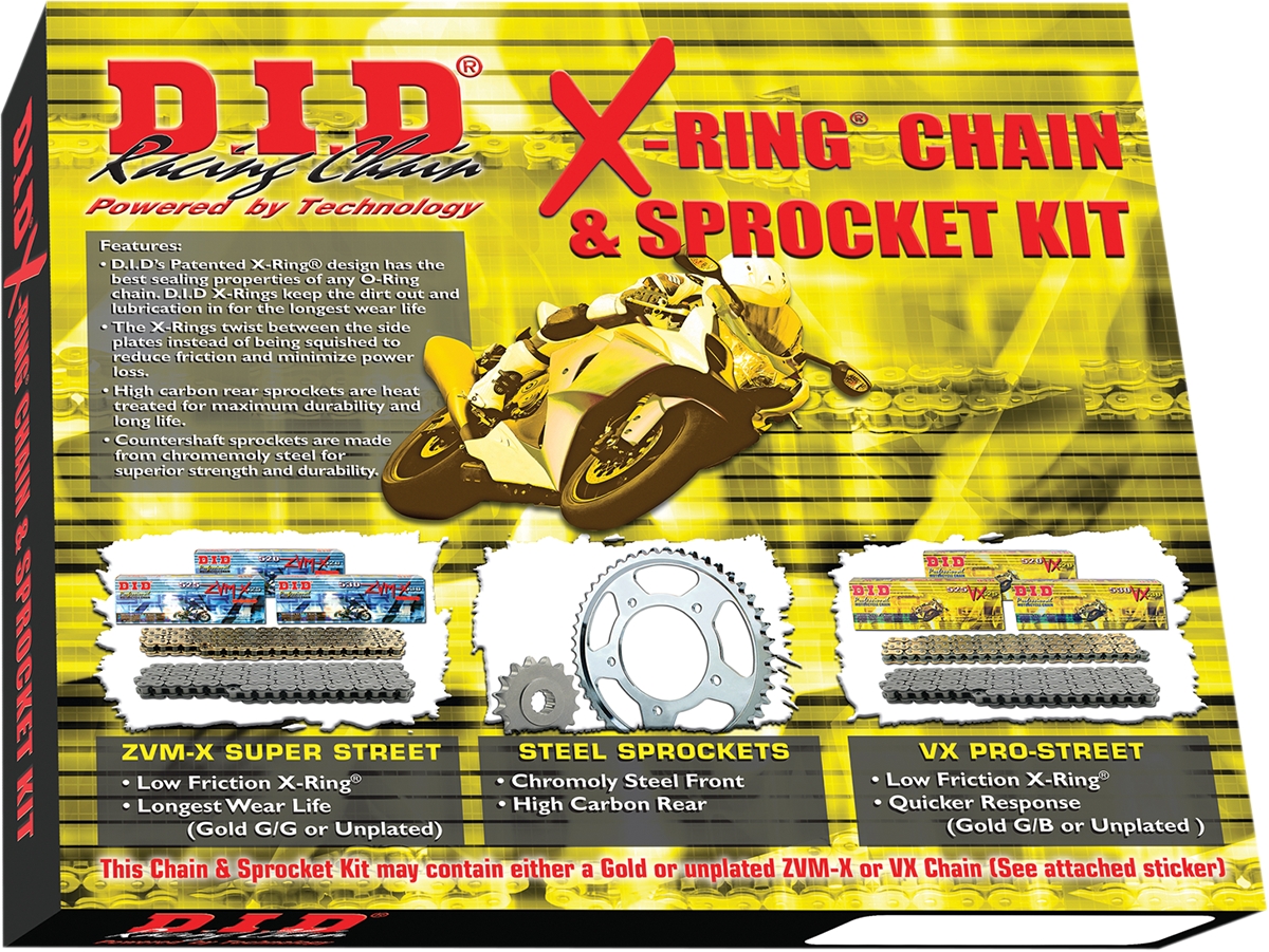D.I.D. X-Ring Chain and Sprocket Kit 525VX Kawasaki ZX6R 98