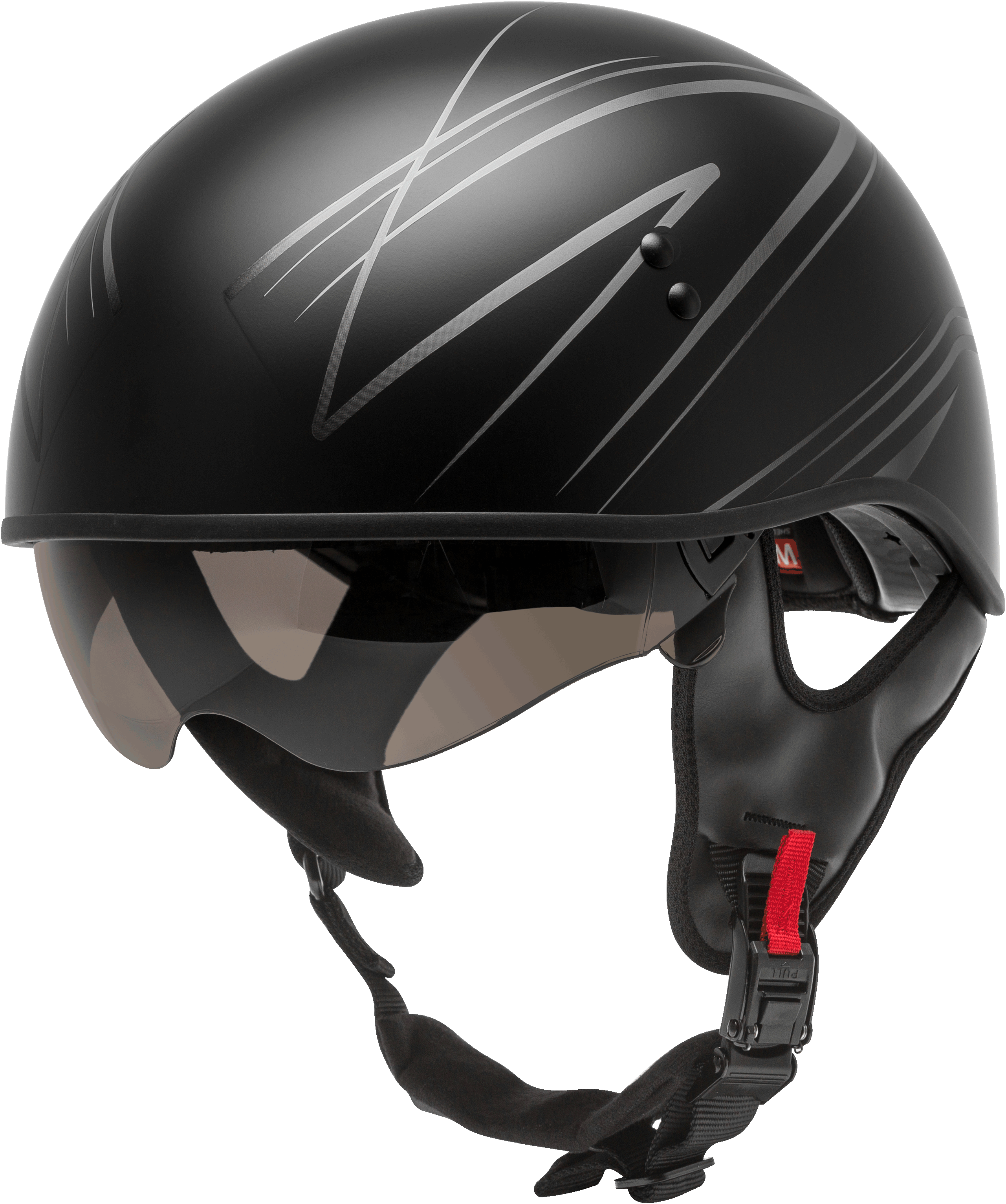 GMAX HH 65 NAKED Torque Half Shielded Helmet MATTE BLACK SILVER 80 96