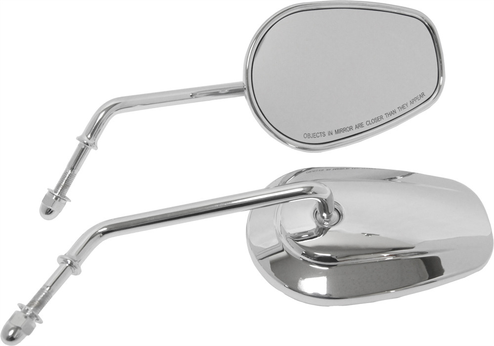 HardDrive Original Style Long Stem Tapered Mirror Set Chrome Harley 18