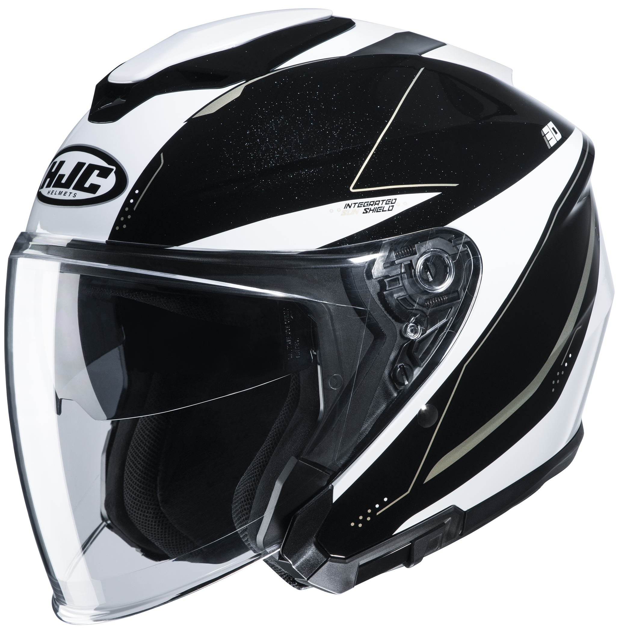 HJC i30 Slight Open Face Helmet Black/White SML | eBay