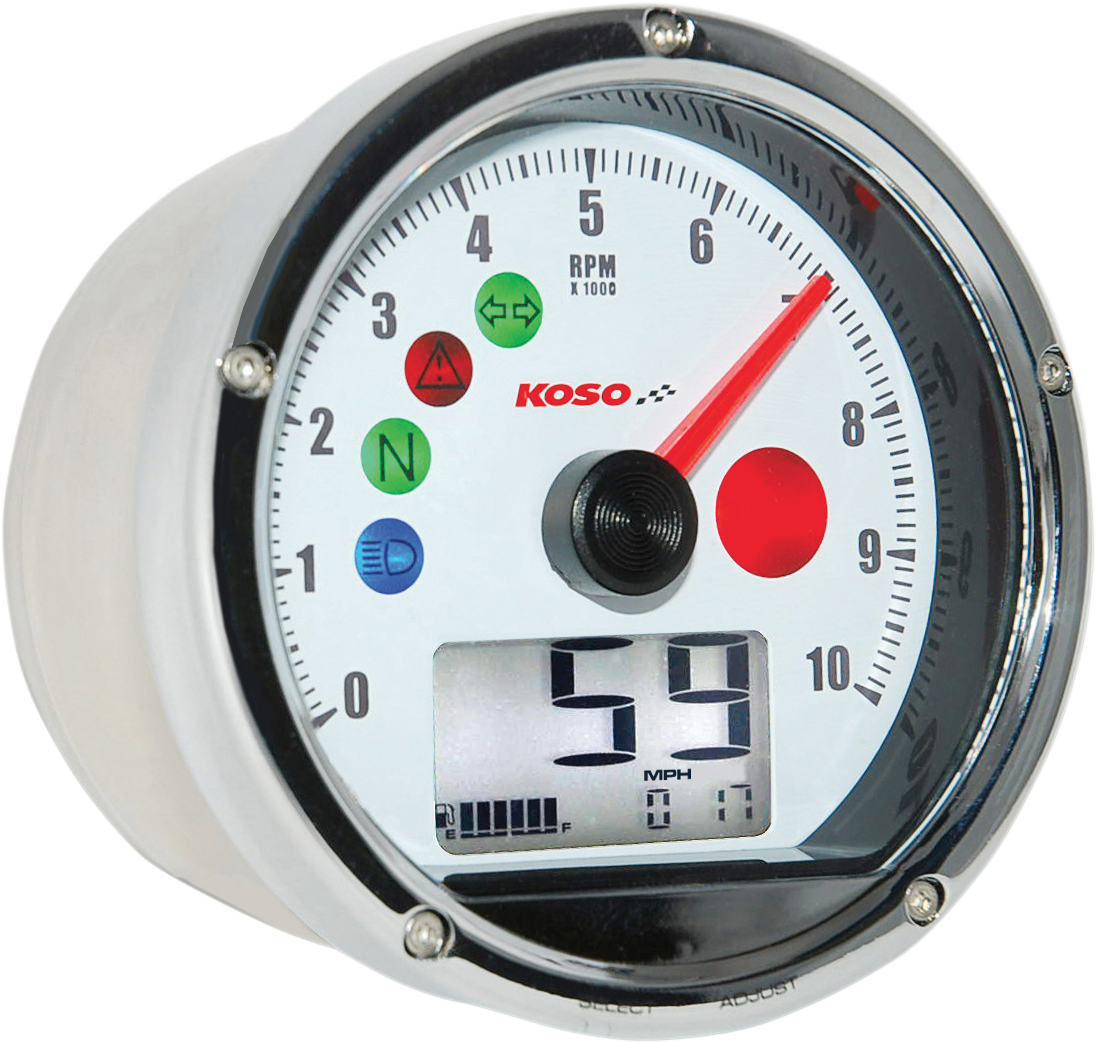 Koso TNT01 Electronic Speedometers/Tachometers Chrome/White BA035W00