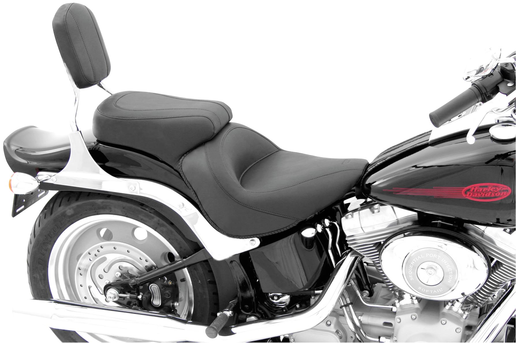 Mustang Vintage Sport Seat w/ Backrest Harley Softail ...