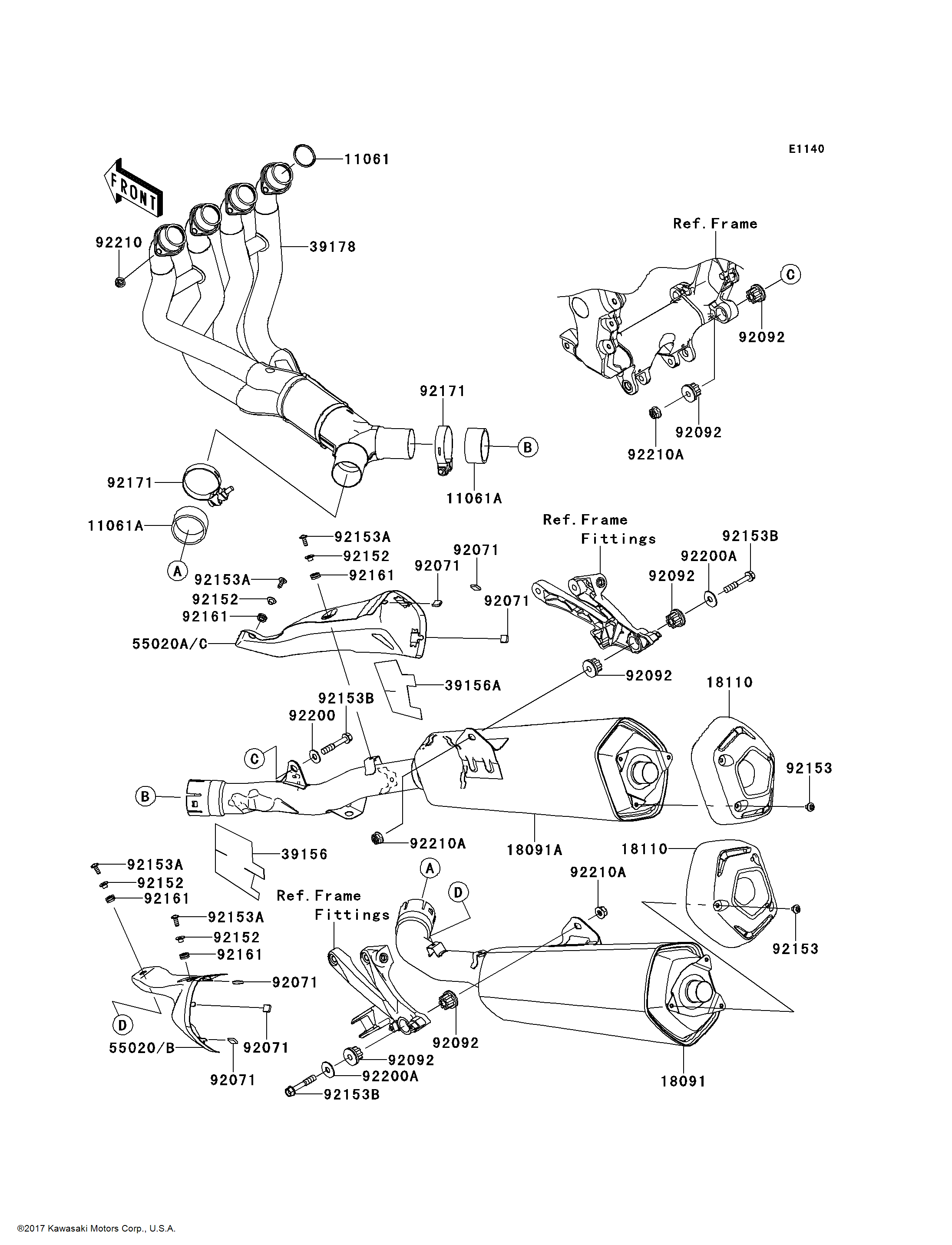 かお Kawasaki Motorcycle 1993 OEM Parts Diagram for Carburetor