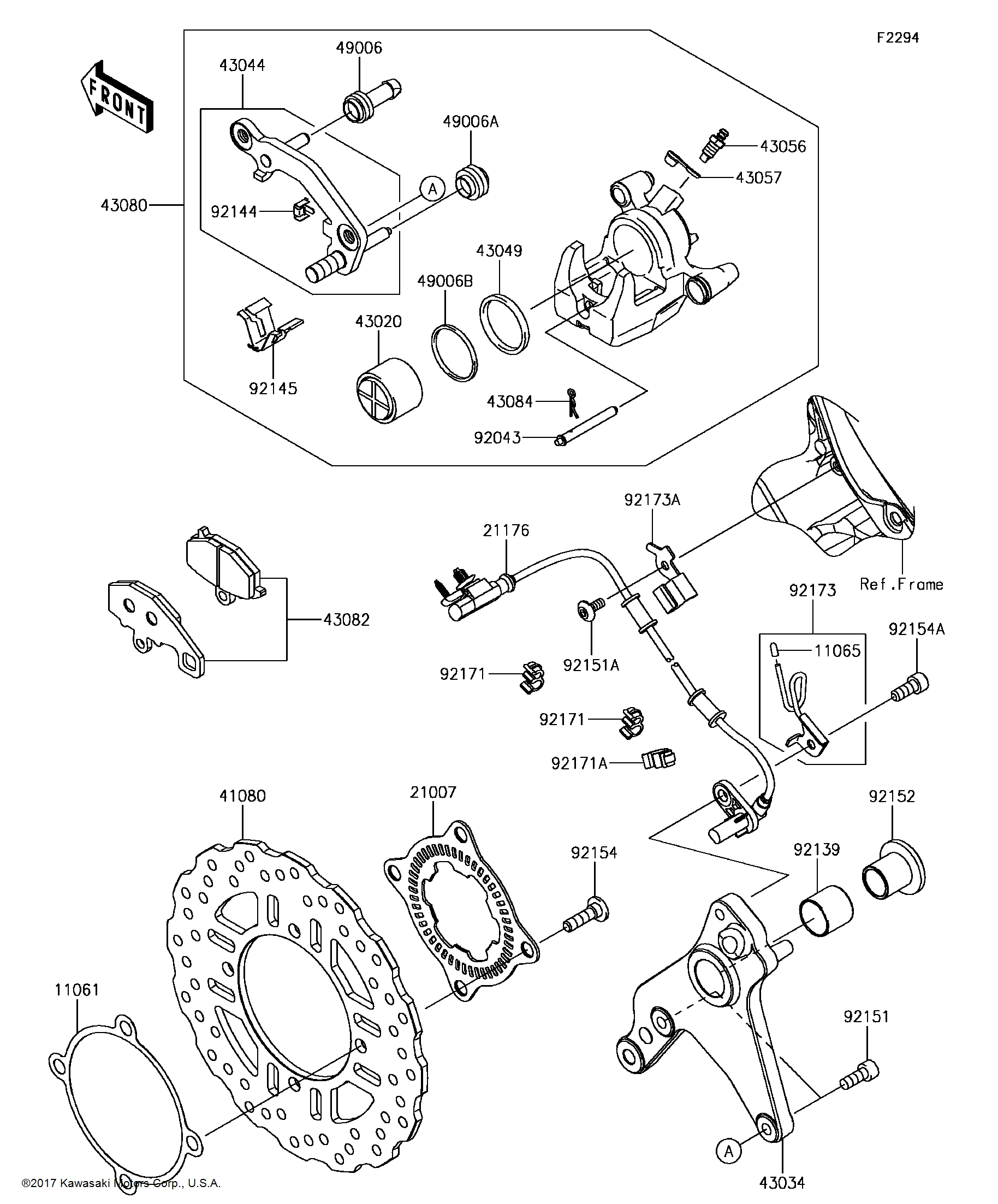 Kawasaki OEM Part 43084-003 CLAMP,PAD | eBay