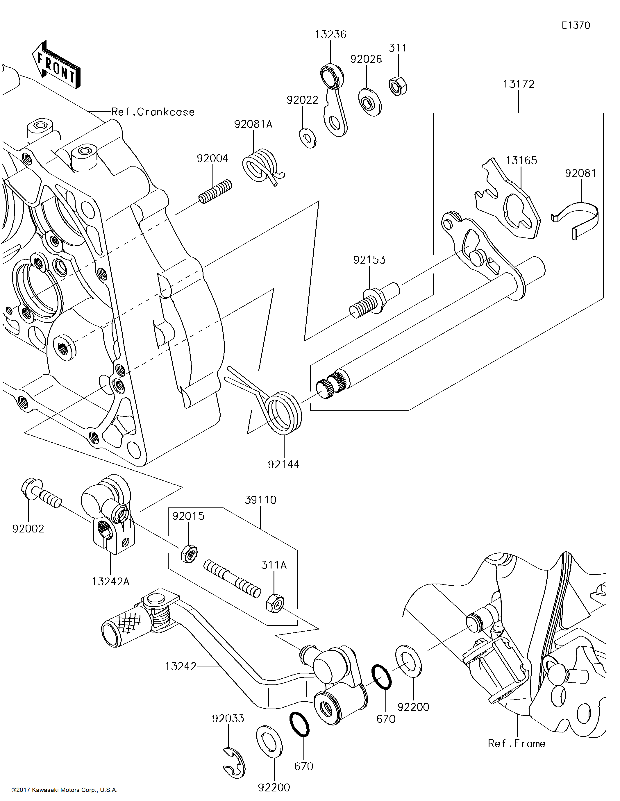 Kawasaki OEM Part 13242-0135 LEVER-ASSY-CHANGE | eBay