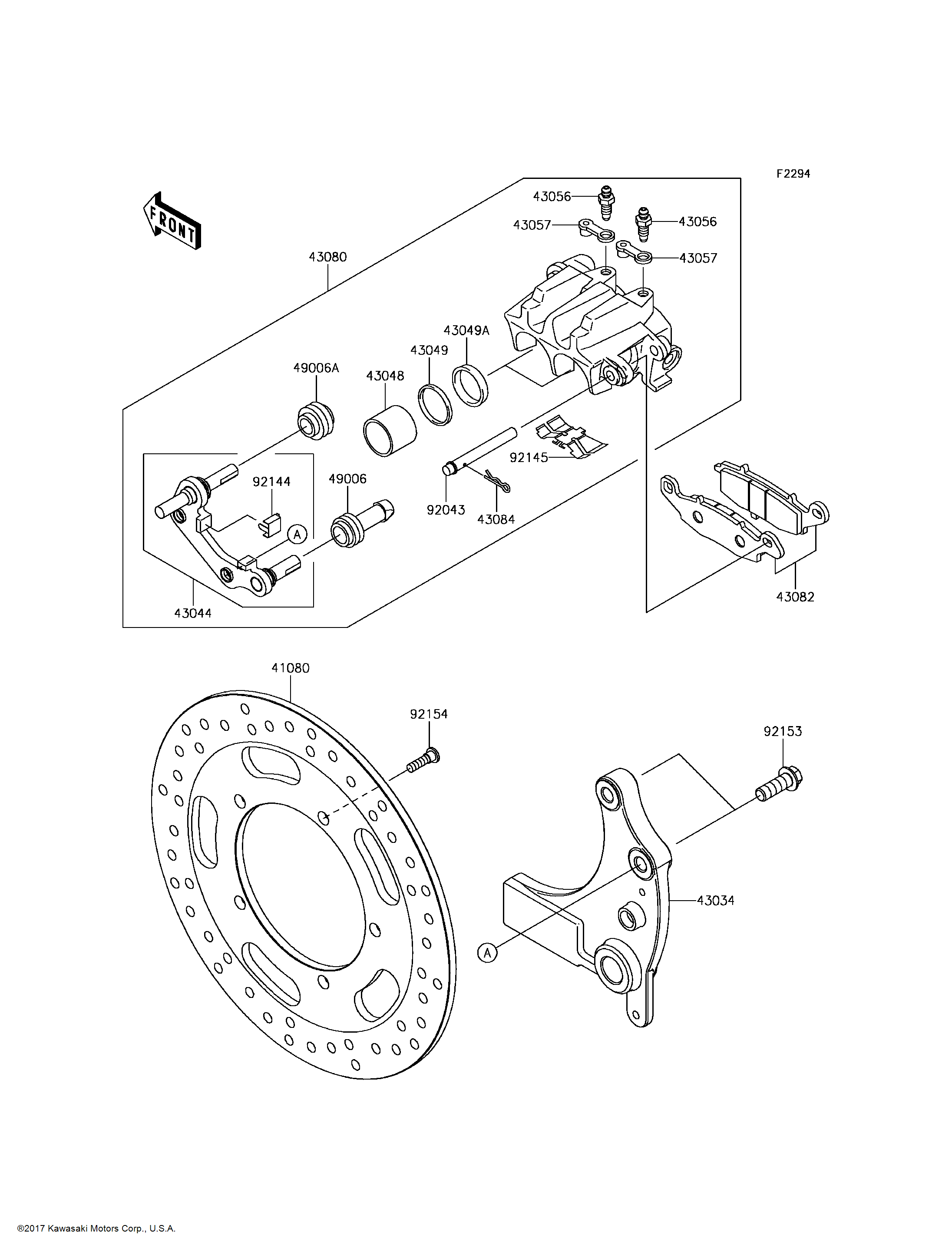 ぽんす Kawasaki OEM Part 43084-003 CLAMP,PAD | eBay