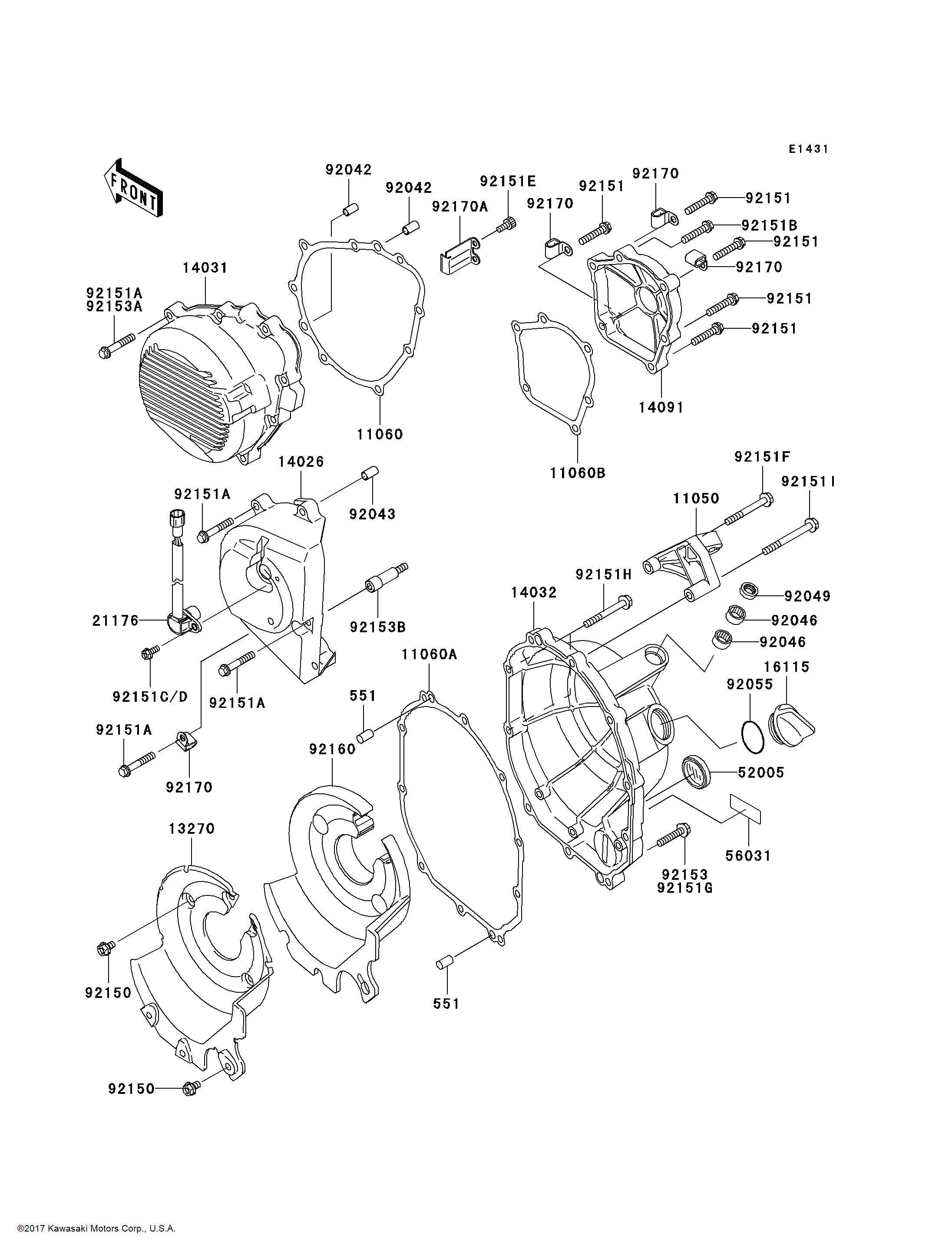 Kawasaki OEM Part 11060-1851 GASKET,GENERATOR COVE | eBay