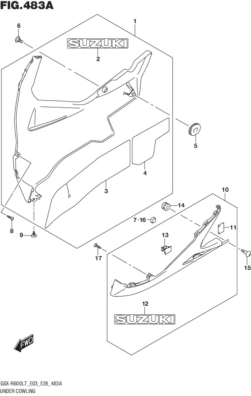 Suzuki OEM Part 94480-14J00-4TX COWLING, UNDER LH (BLACK) | eBay