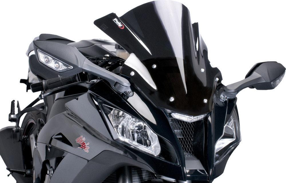 パーツ Puig RACING SCREEN [BLACK] ZX-6R ZX-10R Puig Z-Racing Screen Windshield Dark Smoke Kawasaki Ninja ZX