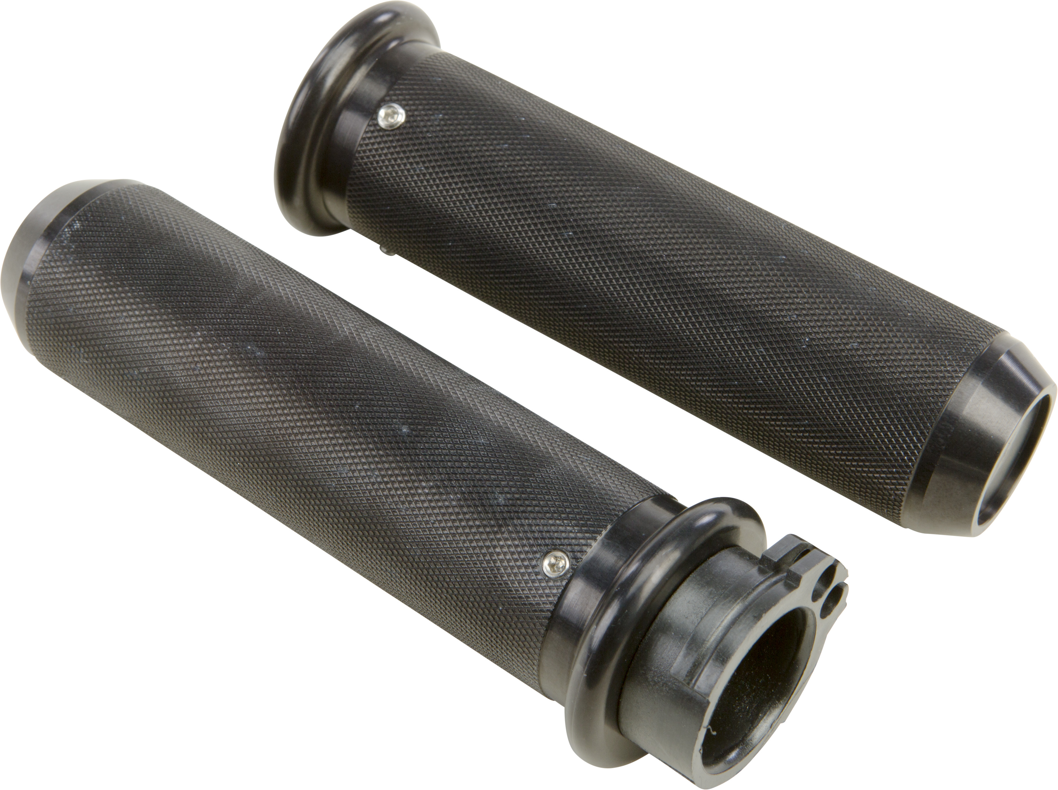 Rooke Knurled Grips 1” Black Cable Throttle For HarleyDavidson RGR100