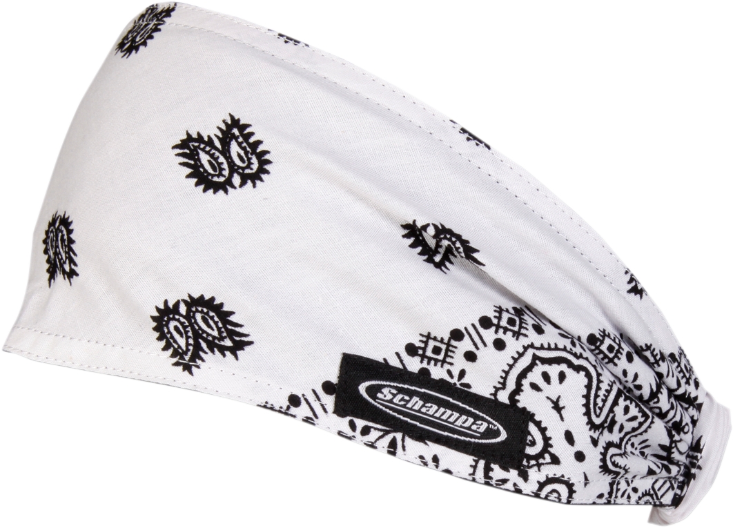 Schampa Mini DOO-Z Stirnband – Weiß/Schwarz Paisley, Feuchtigkeitsableitend | Unisex, Elastisch