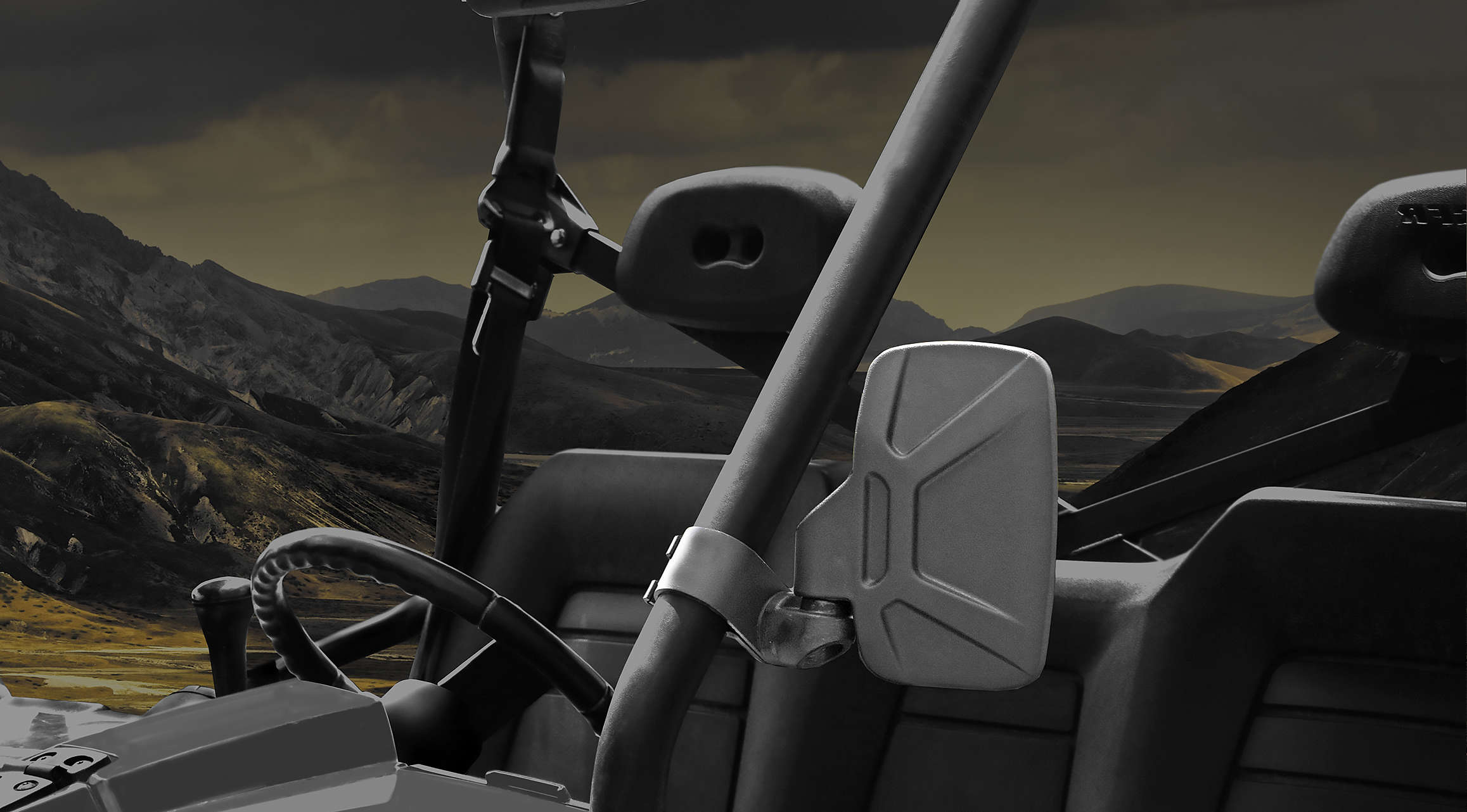 Seizmik 18080 UTV Side View Convex Mirror for 1.75in Roll Tube Pair