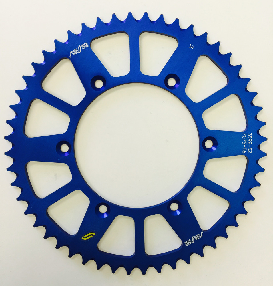 Sunstar Aluminum Rear Sprocket 52T Blu YZ125 YZ250 YZ250F