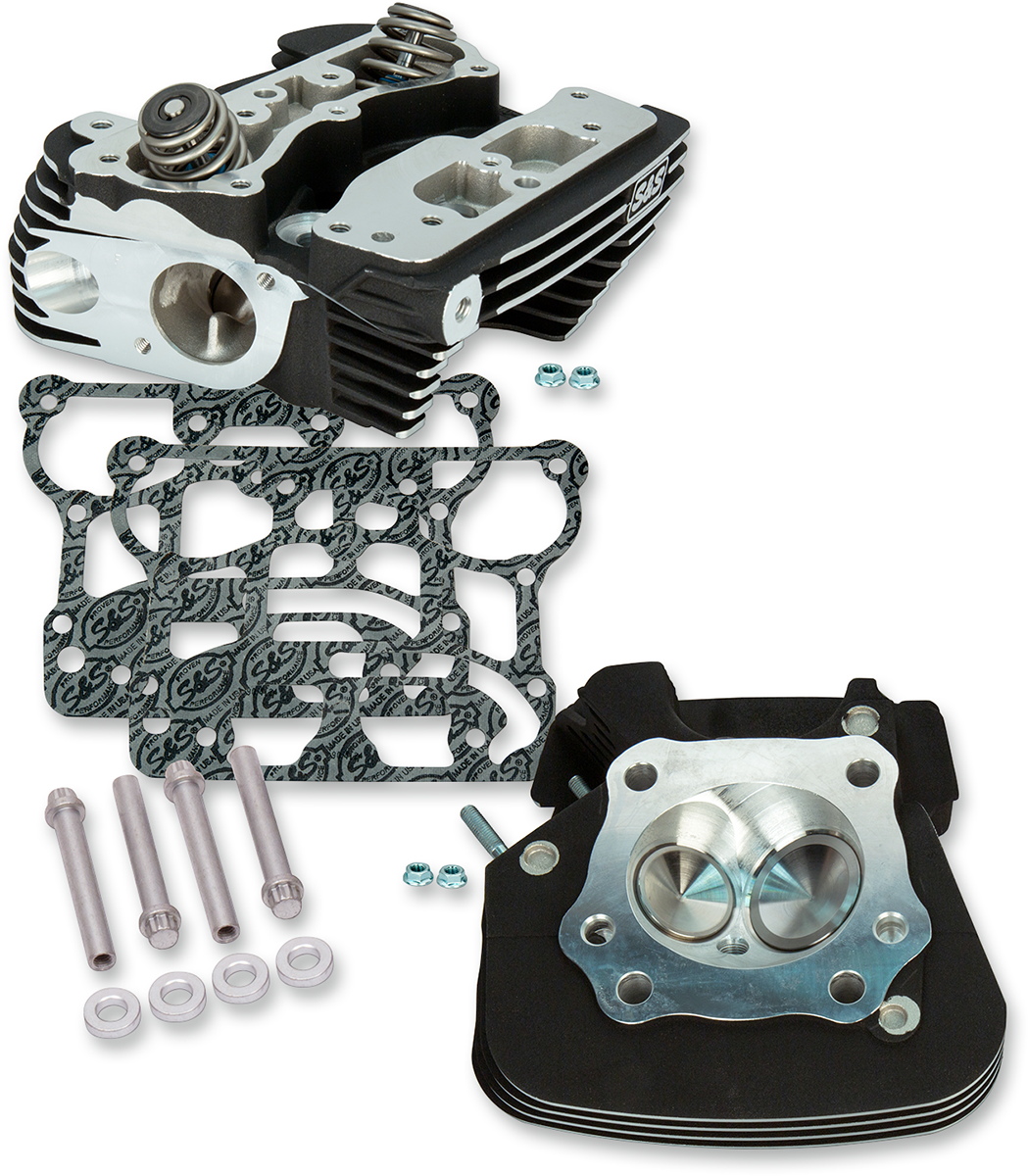 S&S Super Stock Cylinder Heads Wrinkle Black 91cc Harley Twin Cam