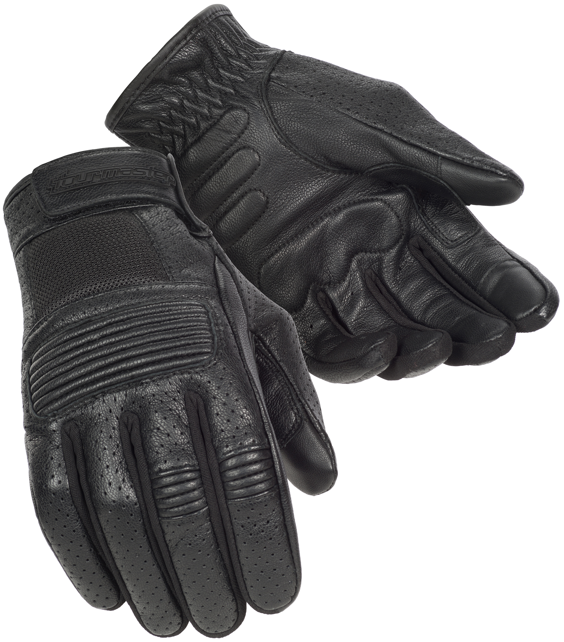 Tourmaster Black Mens 3XL Select Fingerless Leather Motorcycle Gloves XXXL