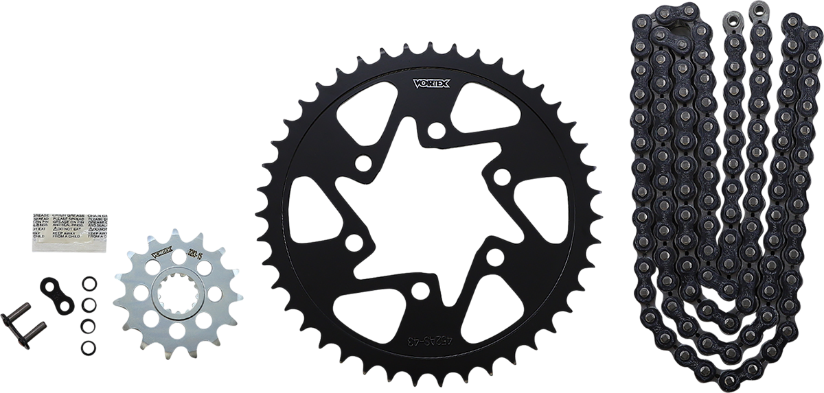 Vortex Chain and Sprocket Kit Black 2007-2021 Kawasaki Ninja ZX-6R Vortex Chain and Sprocket Kit Black 2007-2021 Kawasaki Ninja ZX-6R