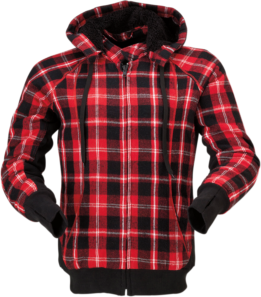 red flannel hooded jacket