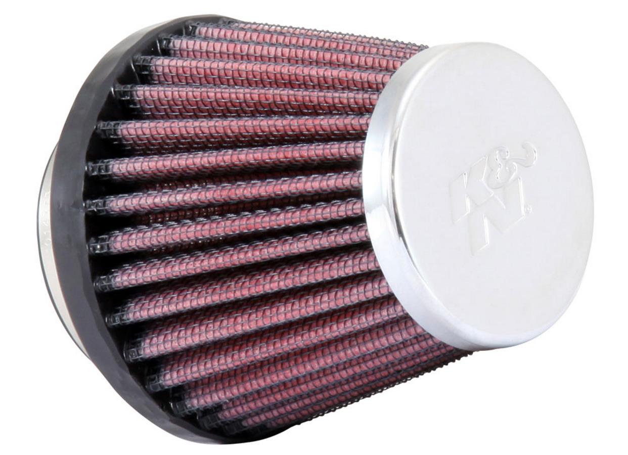 K&N Engineering RC-1070 Universal Round Tapered Air Filter - Chrome End Cap