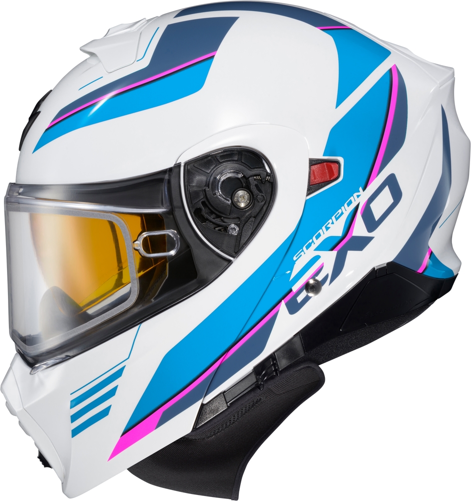 Scorpion 93-1024-SD EXO-AT930 Modulus Helmet with Dual Lens Shield Md White/Blue